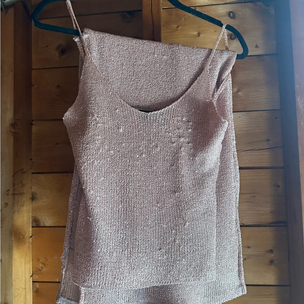 Women’s Sparkle Knit Cami Tank Top & Maxi Skirt Set Blush Pink